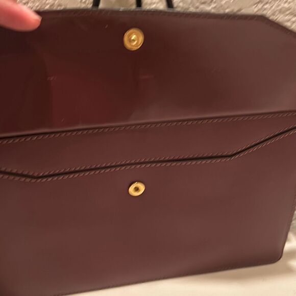Cartier Envelope Style Clutch Bag Maroon Leather Gold Metal Corners CC Logo - Picture 5 of 13